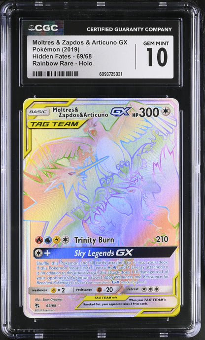 Moltres & Zapdos & Articuno GX CGC Graded Gem Mint 10