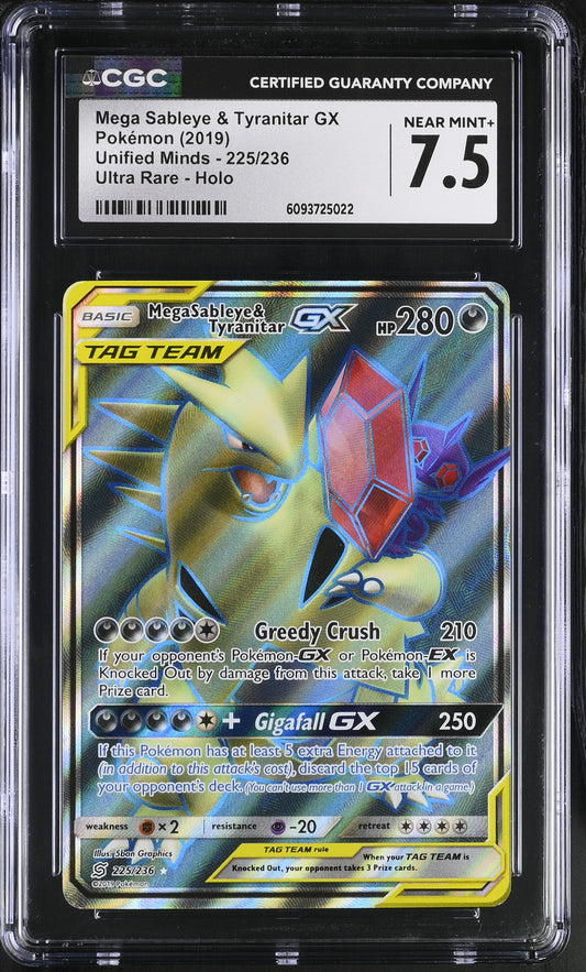 Mega Sableye & Tyranitar GX CGC Graded Near Mint+ 7.5