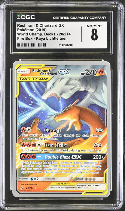 Reshiram & Charizard GX CGC Graded NM/Mint 8