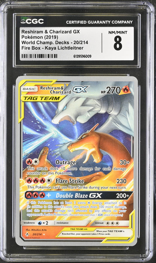 Reshiram & Charizard GX CGC Graded NM/Mint 8